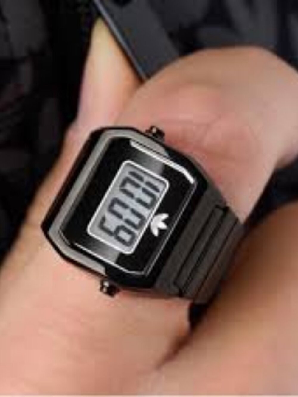Black Adidas Originals digital two ring watch for finger